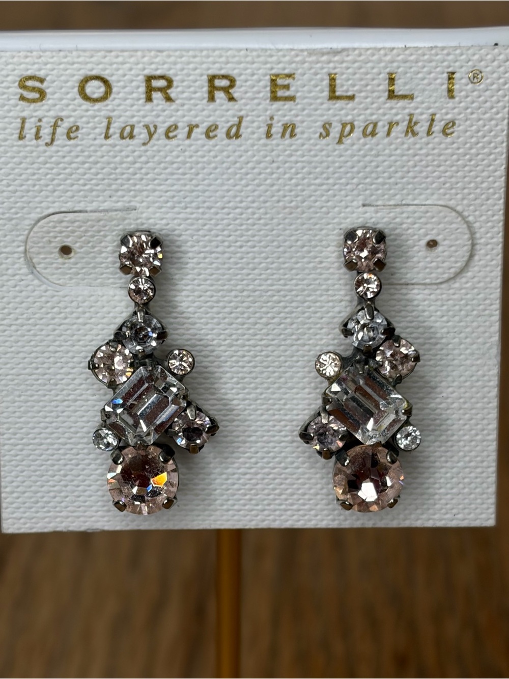 Sorrelli Blush and Silver Crystal Chandelier Earrings